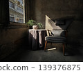 Sunlit Corner with Vintage Chair and Quiet Window Shadows 139376875