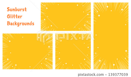 A set of manga-style speed lines and a sparkly yellow background frame. Various sizes available. 139377039