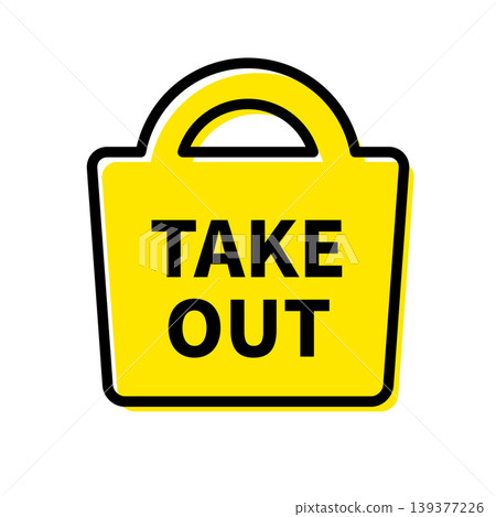 Icon illustration of a takeout bag suitable for business use. 139377226