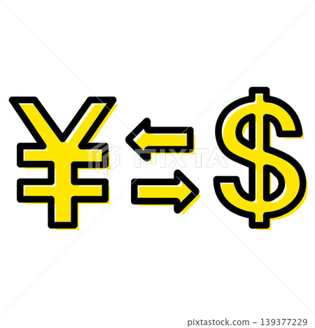 Vector illustration depicting the exchange rate between yen and dollars in business. 139377229