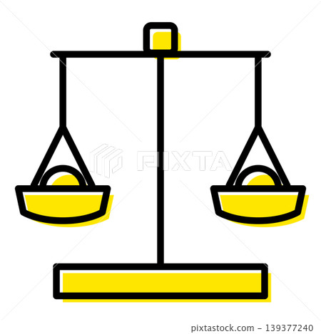 A hand-drawn style business illustration depicting a balance scale. 139377240