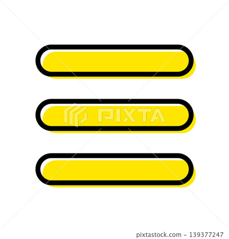 A hand-drawn style illustration of three yellow lines, inspired by a menu. 139377247