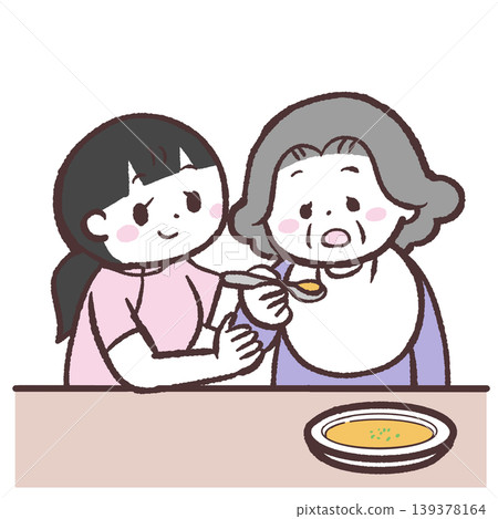 圖解:一名工作人員正在協助一位老婦人用餐。 圖解:一名工作人員正在協助一位老婦人用餐。 139378164
