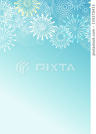 An elegant fireworks pattern spreads across a pale blue background. An elegant fireworks pattern spreads across a pale blue background. 139378433
