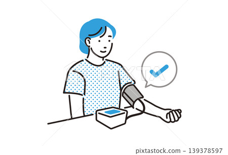 A woman measuring blood pressure A woman measuring blood pressure 139378597