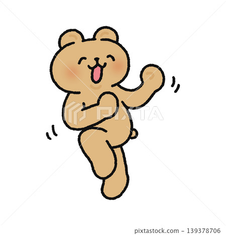 A cute bear in great spirits, dancing with excitement. 139378706