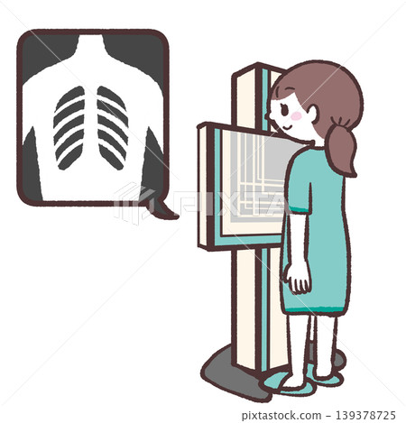 Illustration of a woman having an X-ray taken. Illustration of a woman having an X-ray taken. 139378725