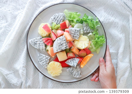 fruit salad or fruit and vegetable salad or dragon fruit , pineapple and apple salad fruit salad or fruit and vegetable salad or dragon fruit , pineapple and apple salad 139379309