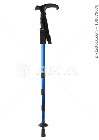 Blue adjustable trekking pole on white background Blue adjustable trekking pole on white background 139379670