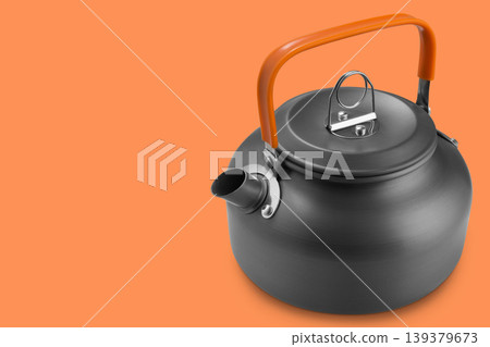 Vibrant orange and grey camping kettle design concept. 139379673
