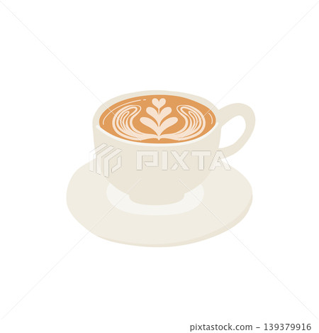 Flat illustration of a latte with latte art Flat illustration of a latte with latte art 139379916