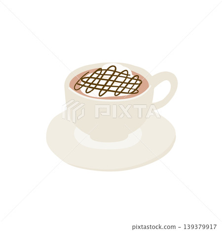 巧克力口味摩卡咖啡的扁平化插圖 139379917
