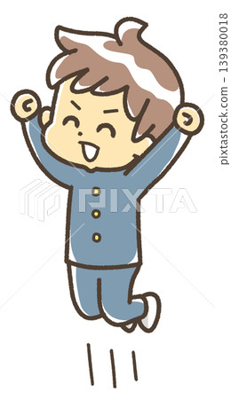 A boy jumping for joy, wearing a school uniform. A boy jumping for joy, wearing a school uniform. 139380018