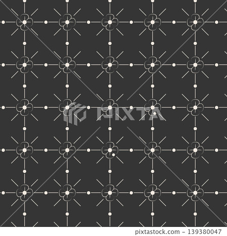 Elegant Dark Minimalist Floral Geometric Seamless Pattern with Starburst Lines and Flowers Elegant Dark Minimalist Floral Geometric Seamless Pattern with Starburst Lines and Flowers 139380047