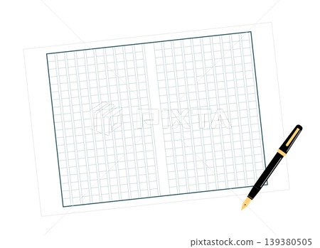 Illustration of a 400-character manuscript paper and a fountain pen. Illustration of a 400-character manuscript paper and a fountain pen. 139380505