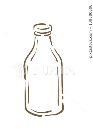 A Vintage Glass Bottle Of Fresh Milk Hand Drawn Vector Graphic Illustration 139380606