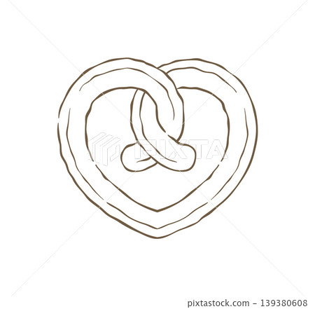 A Salty Heart Shaped German Pretzel Snack Hand Drawn Vector Illustration A Salty Heart Shaped German Pretzel Snack Hand Drawn Vector Illustration 139380608