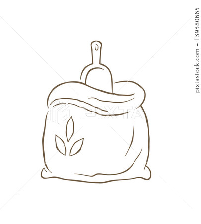 A Rustic Sack Of Wheat Flour With A Scoop Hand Drawn Vector Bakery Illustration A Rustic Sack Of Wheat Flour With A Scoop Hand Drawn Vector Bakery Illustration 139380665
