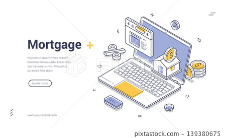 Mortgage And Real Estate Online Isometric Banner Vector Illustration Web Template Mortgage And Real Estate Online Isometric Banner Vector Illustration Web Template 139380675