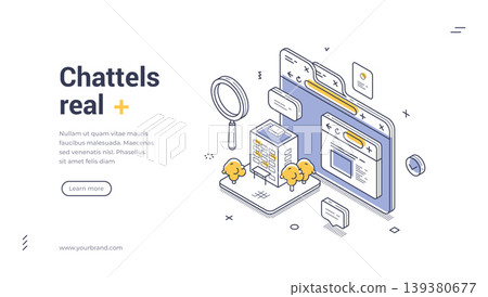 Chattels Real Property Search Online Isometric Banner Vector Illustration Web Template Chattels Real Property Search Online Isometric Banner Vector Illustration Web Template 139380677