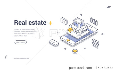Real Estate And Construction Isometric Banner Vector Illustration Web Template Real Estate And Construction Isometric Banner Vector Illustration Web Template 139380678
