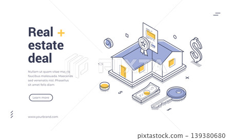 Real Estate Deal And Property Sale Agreement Isometric Banner Vector Illustration Web Template Real Estate Deal And Property Sale Agreement Isometric Banner Vector Illustration Web Template 139380680