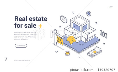 Real Estate For Sale And Property Investment Isometric Banner Vector Illustration Real Estate For Sale And Property Investment Isometric Banner Vector Illustration 139380707