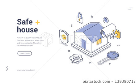Safe House Home Security System And Protection Isometric Banner Vector Illustration Safe House Home Security System And Protection Isometric Banner Vector Illustration 139380712