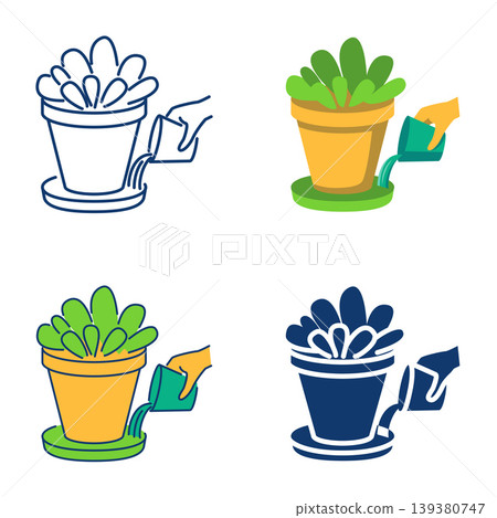Plant bottom watering icon set Plant bottom watering icon set 139380747