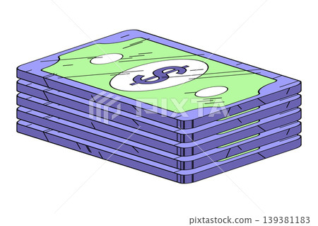 Isometric stack of money stylized dollar banknotes for financial growth concept. Vector illustration Isometric stack of money stylized dollar banknotes for financial growth concept. Vector illustration 139381183