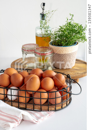 Minimal Interior with Basket of Eggs Minimal Interior with Basket of Eggs 139381347