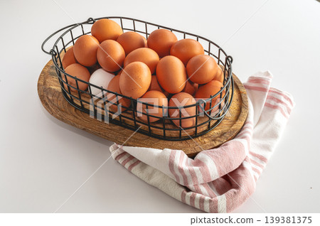 Sustainable Farm Eggs in Home Kitchen Sustainable Farm Eggs in Home Kitchen 139381375