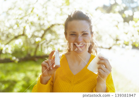 Happy Woman Relieved from Spring Allergy Symptoms Happy Woman Relieved from Spring Allergy Symptoms 139381947