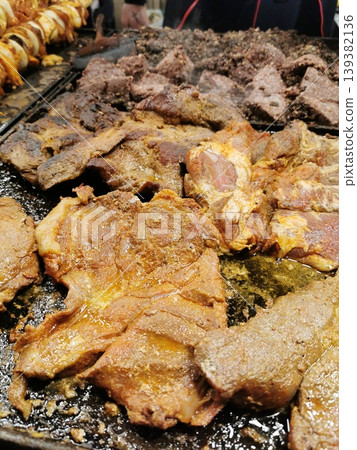 grilled sausages and meat grilled sausages and meat 139382136