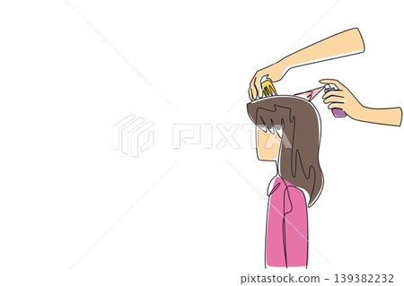 Tinted continuous line drawing of a dad carefully checking his girl for lice. This medical health concept is incredibly ideal for National Bug Busting Day flyers and child healthcare blogs. Tinted continuous line drawing of a dad carefully checking his girl for lice. This medical health concept is incredibly ideal for National Bug Busting Day flyers and child healthcare blogs. 139382232