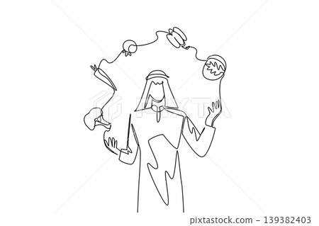 One line drawing of an Arab man juggling healthy organic vegetables. This lifestyle concept is ideal for World Juggling Day celebrations, Middle Eastern diet articles, health and wellness magazines. One line drawing of an Arab man juggling healthy organic vegetables. This lifestyle concept is ideal for World Juggling Day celebrations, Middle Eastern diet articles, health and wellness magazines. 139382403