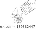 One line drawing of a camera capturing a tiny butterfly on a blooming flower in public park. This elegant photography concept is extremely ideal for Nature Photography Day advertising banner designs. 139382447