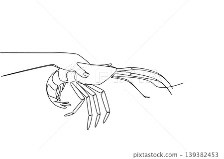 Minimalist single line drawing of a human hand holding a giant lobster. This nature concept is absolutely perfect for National Lobster Day market advertisements, blog posts, and wall decors. Minimalist single line drawing of a human hand holding a giant lobster. This nature concept is absolutely perfect for National Lobster Day market advertisements, blog posts, and wall decors. 139382453
