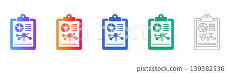 Financial Report Clipboard Vector Icons icon set 139382536