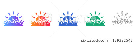 Sunrise Over Grass Icons icon set 139382545