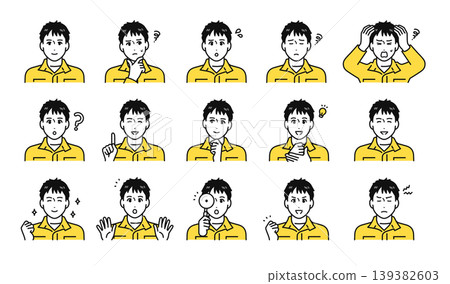 工作服,未戴頭盔,年輕男子,人物圖示集 工作服,未戴頭盔,年輕男子,人物圖示集 139382603
