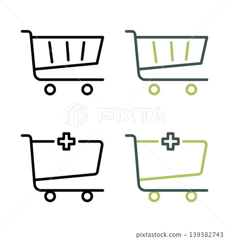Shopping cart and add to cart outline vector icon set with editable stroke Shopping cart and add to cart outline vector icon set with editable stroke 139382743
