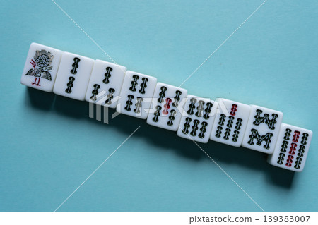 mahjong tiles lined up mahjong tiles lined up 139383007