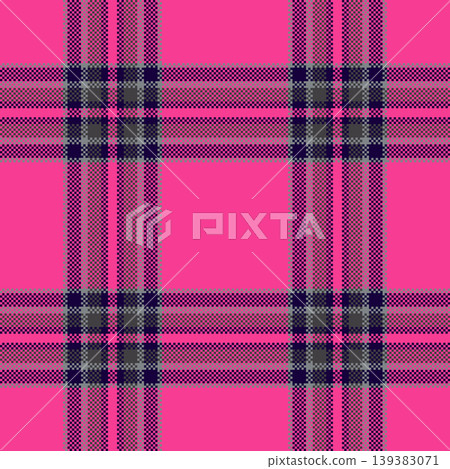 Masculine pattern tartan background, knit fabric vector texture. Stitch textile plaid check seamless in pink and dark colors. Masculine pattern tartan background, knit fabric vector texture. Stitch textile plaid check seamless in pink and dark colors. 139383071