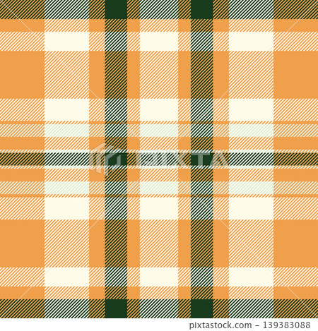 Garment texture fabric tartan, color seamless background textile. Worldwide vector check plaid pattern in orange and light colors. Garment texture fabric tartan, color seamless background textile. Worldwide vector check plaid pattern in orange and light colors. 139383088