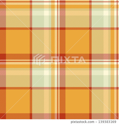 Close-up check vector plaid, customer pattern tartan textile. Underwear texture fabric background seamless in amber and light colors. 139383169
