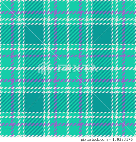 Picnic blanket check background vector, post tartan plaid textile. Herringbone pattern fabric seamless texture in teal and white colors. Picnic blanket check background vector, post tartan plaid textile. Herringbone pattern fabric seamless texture in teal and white colors. 139383176