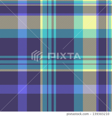 Tone plaid seamless fabric, trim background vector textile. Many pattern texture tartan check in indigo and cyan colors. Tone plaid seamless fabric, trim background vector textile. Many pattern texture tartan check in indigo and cyan colors. 139383210