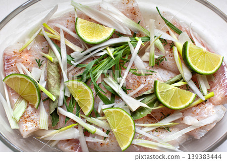 Fish dish with lemon and spices 139383444