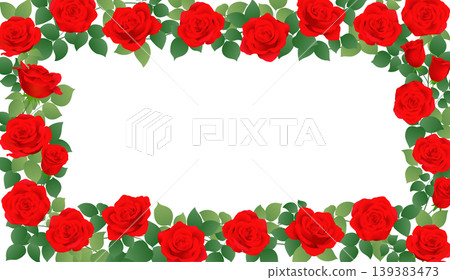 紅色玫瑰花框插圖 139383473